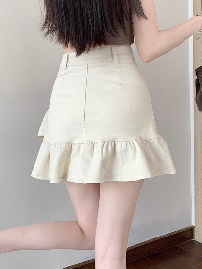 Stretch Sweet Lady A-Line Skirt 荷叶边短裙