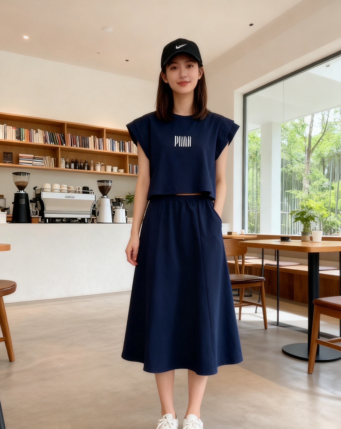 Polo 字母上衣+开叉裙套装*4 Colors