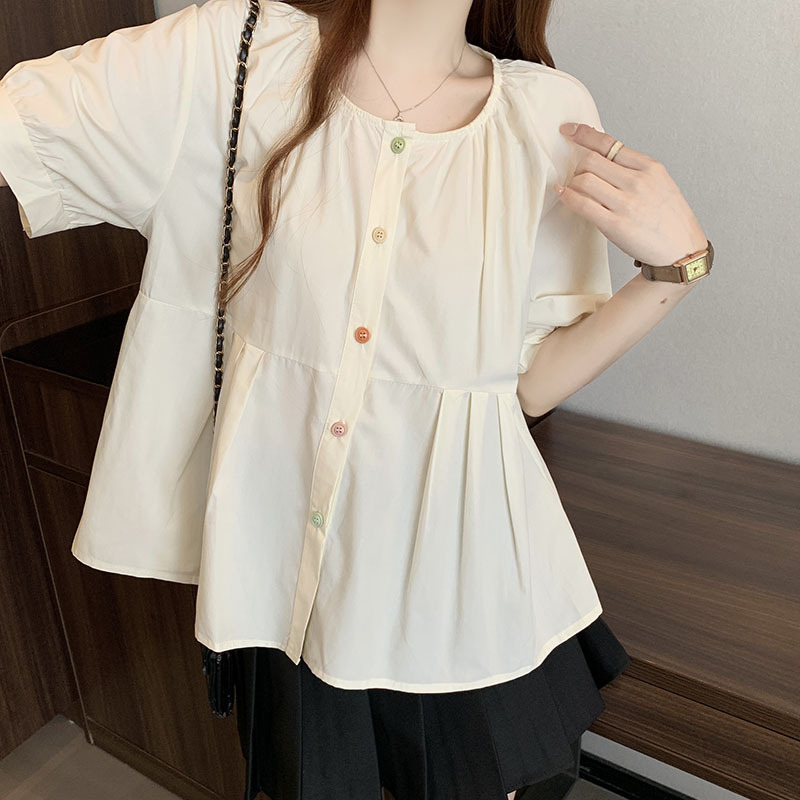 Sweet Round Neck Loose Blouse 甜美圆领宽松衬衫*3 Colors
