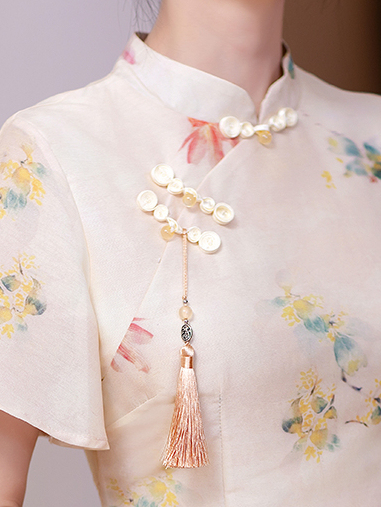 Real Shot New Model College Entrance Exam Cheongsam National Style Improved Printed Dress