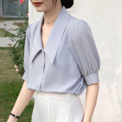 Real Shot 2024 Summer New White Shirt High-Grade Temperament Top Design Sense Niche Chic Long Sleeve Shirt for Women