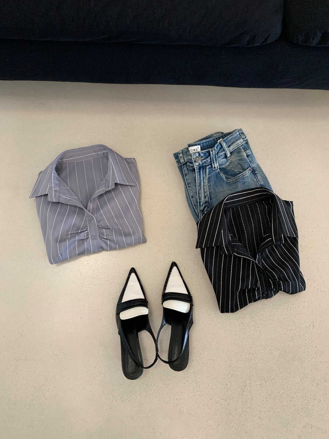 Vintage Striped Color-Block Shirt 复古条纹撞色衬衫*2 Colors