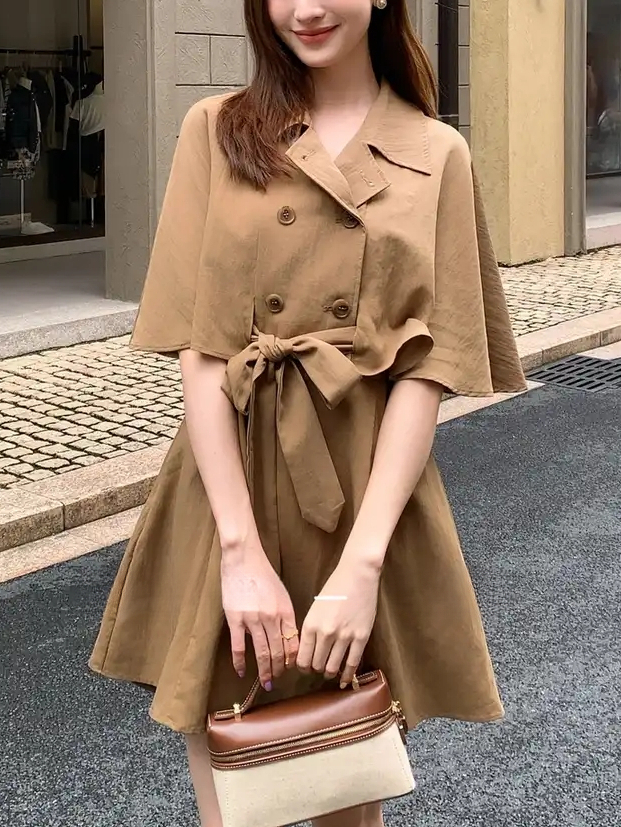 LUXE Cape-Sleeve Dress 千金斗篷设计连身裙 * 3 Colors