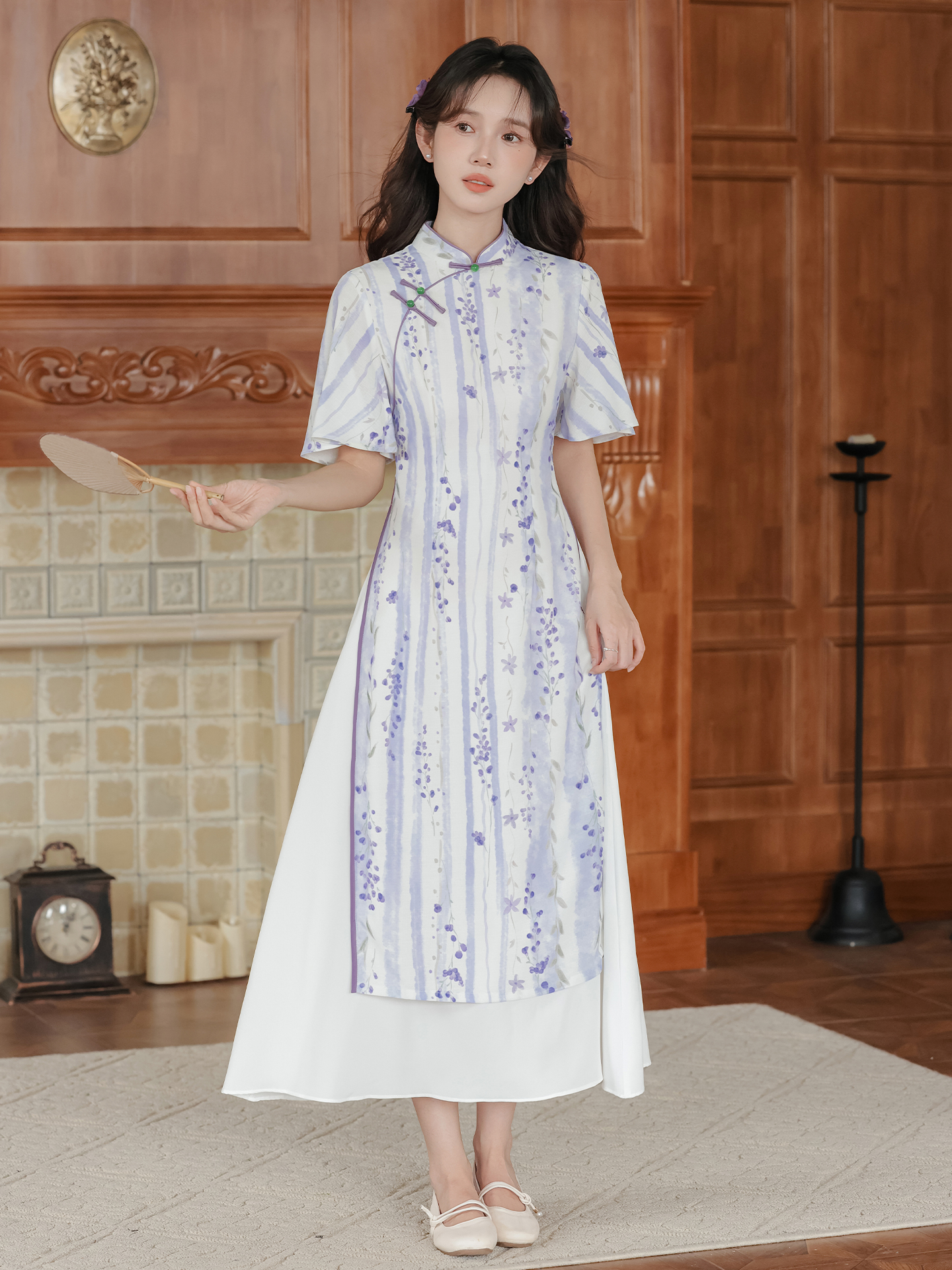 Lavender Grace Áo Dài Dress 紫色奥黛连衣裙