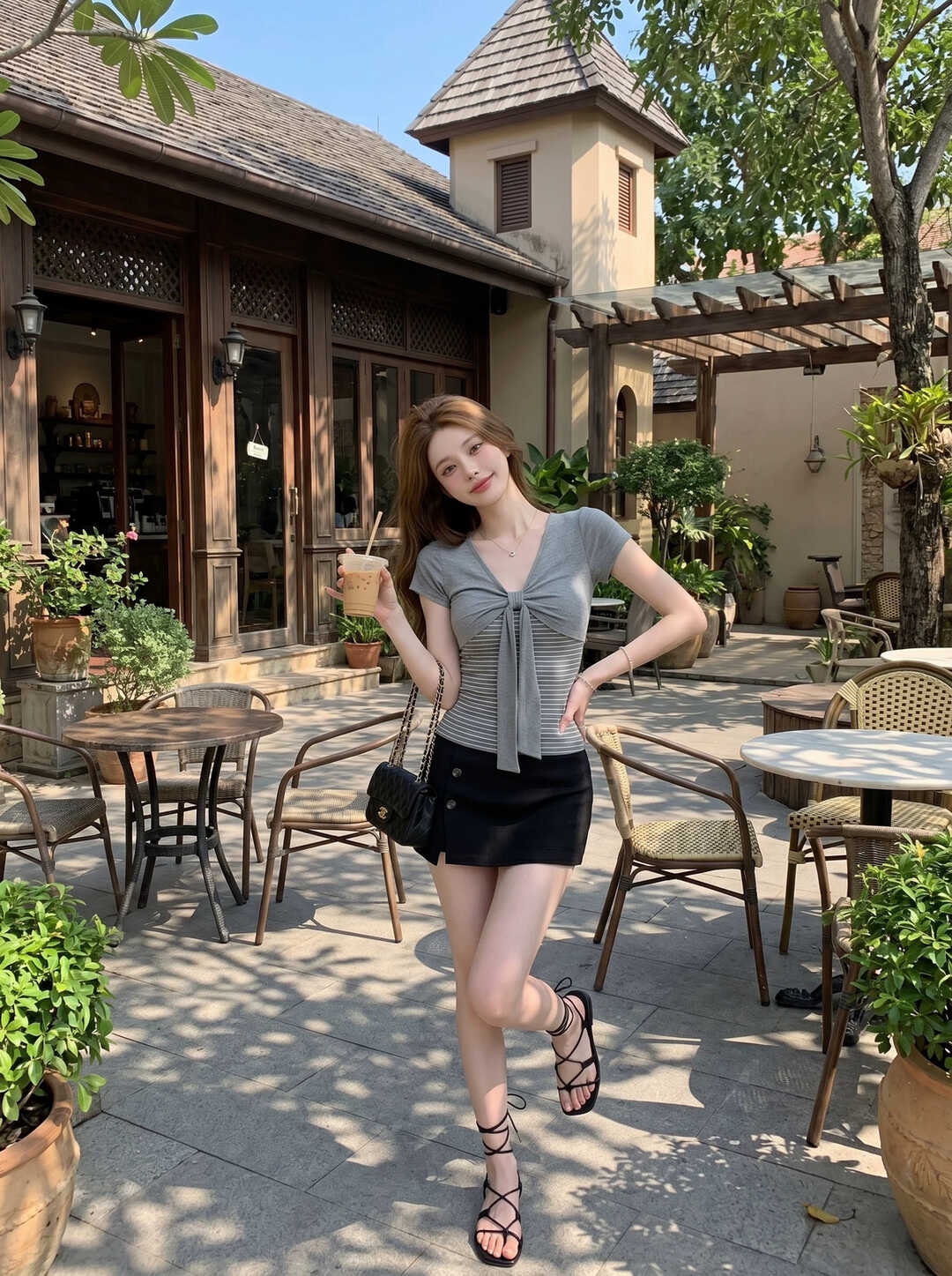 RINA Bow Layered T-Shirt 蝴蝶结假两件T恤*3 Colors