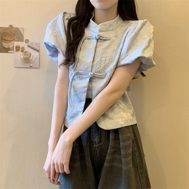 提花泡泡袖衬衫 Jacquard Puff Sleeve Top*5 Colors