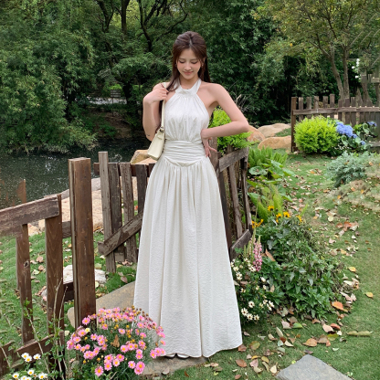SIGNATURE Striped Tie-Back Dress 露背绑带条纹连衣裙
