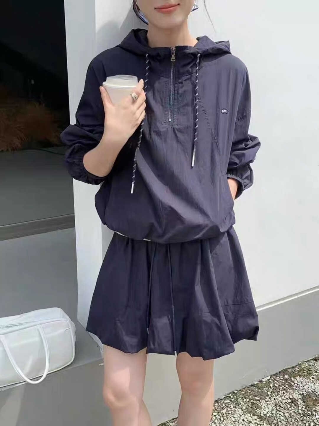 轻户外运动风 | 夹克连帽上衣+花苞裙2件套*3 Colors