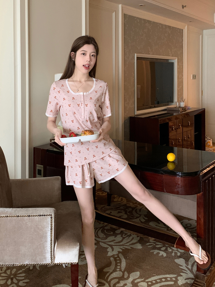 Sweet Lace Floral Homewear Set 碎花蕾丝花边两件套家居服