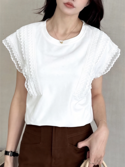 Korean Sweet Lace Trim Top 韩系甜美蕾丝花边上衣*5 Colors