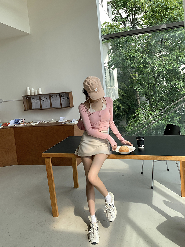 Real Shot 2024 Spring and Summer New Side Slit Yoga Half Culottes Women's Anti-Exposure American A- line Skirt