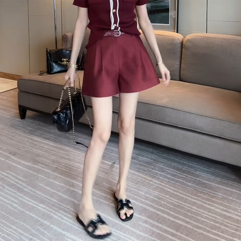 Loose Fit Slimming Casual Shorts for Pear-Shaped Body Women Summer New Plus Size High Waist Versatile Wide-Leg Three-Quarter Shorts