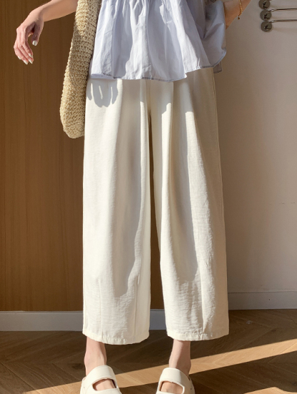 Textured Milk Pants for Women Summer Loose Draped Straight Leg Harem Pants Casual Acetate Velvet Cream Tapered Pants 肌理感奶芙裤