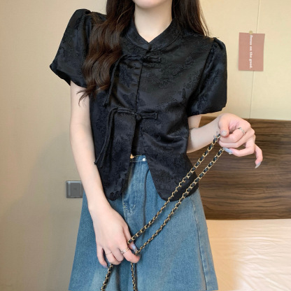提花泡泡袖衬衫 Jacquard Puff Sleeve Top*5 Colors