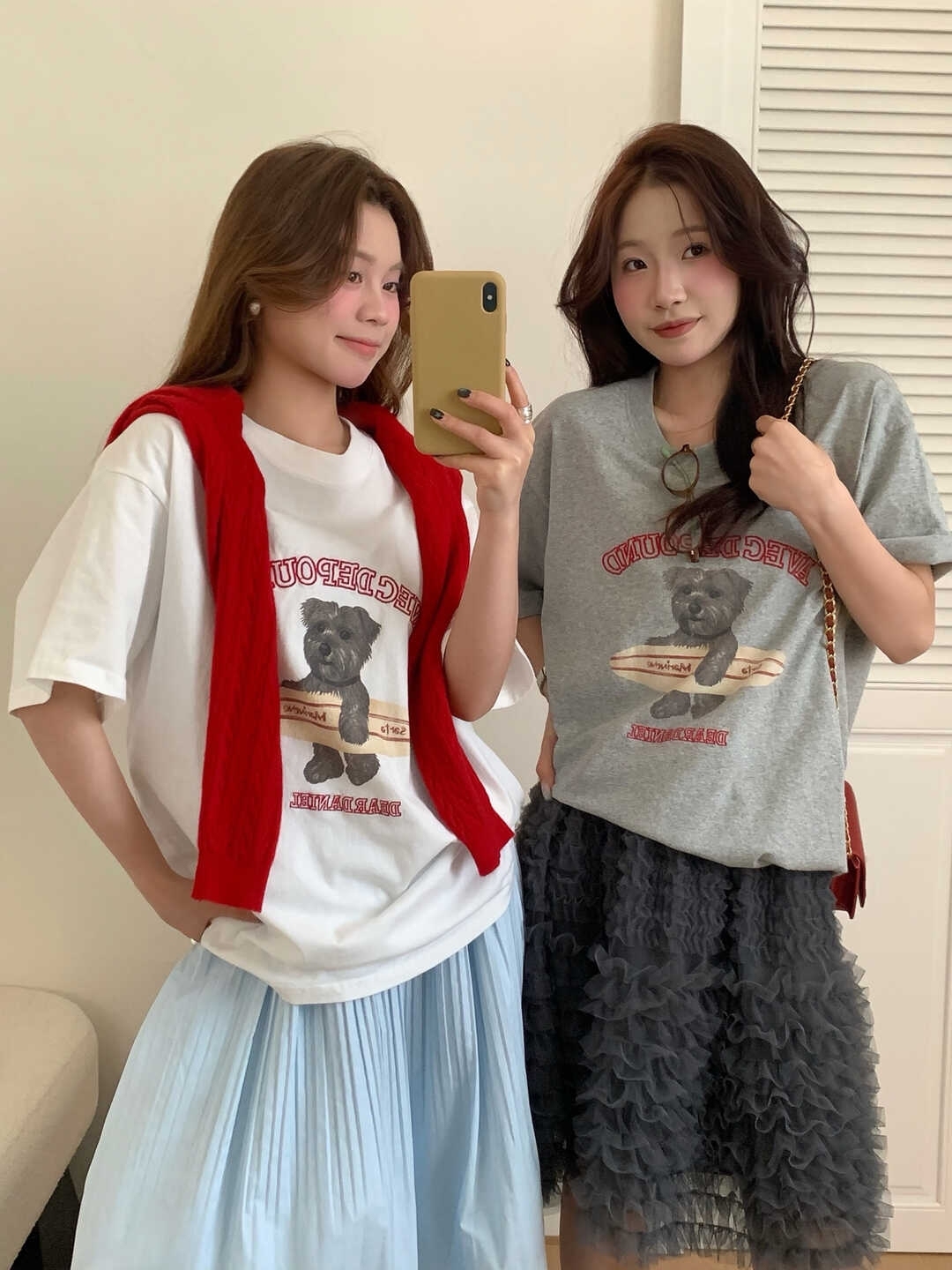 Skateboard Bear Print Oversized T-Shirt 滑板小熊✤ins小熊印花宽松T恤*2 Colors