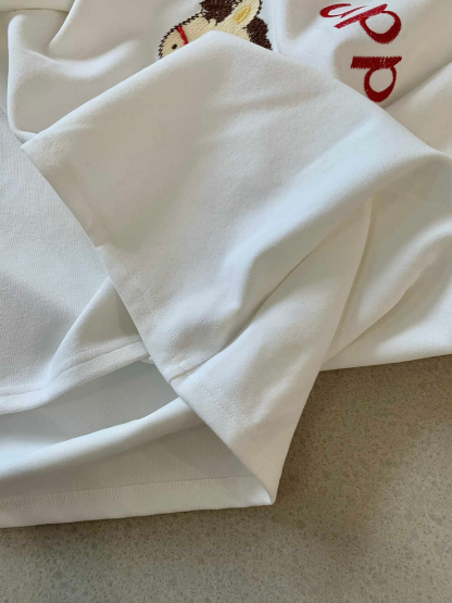 Loose T-shirt with Pony Embroidery and Rhinestones