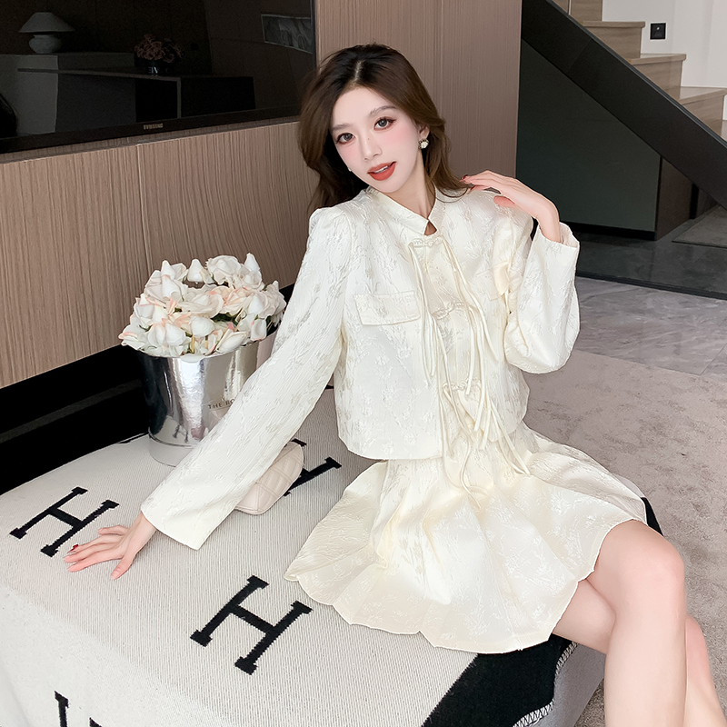 Long Sleeve Pleat Skirt Two-Piece Set 长袖百褶裙2件套* Size S