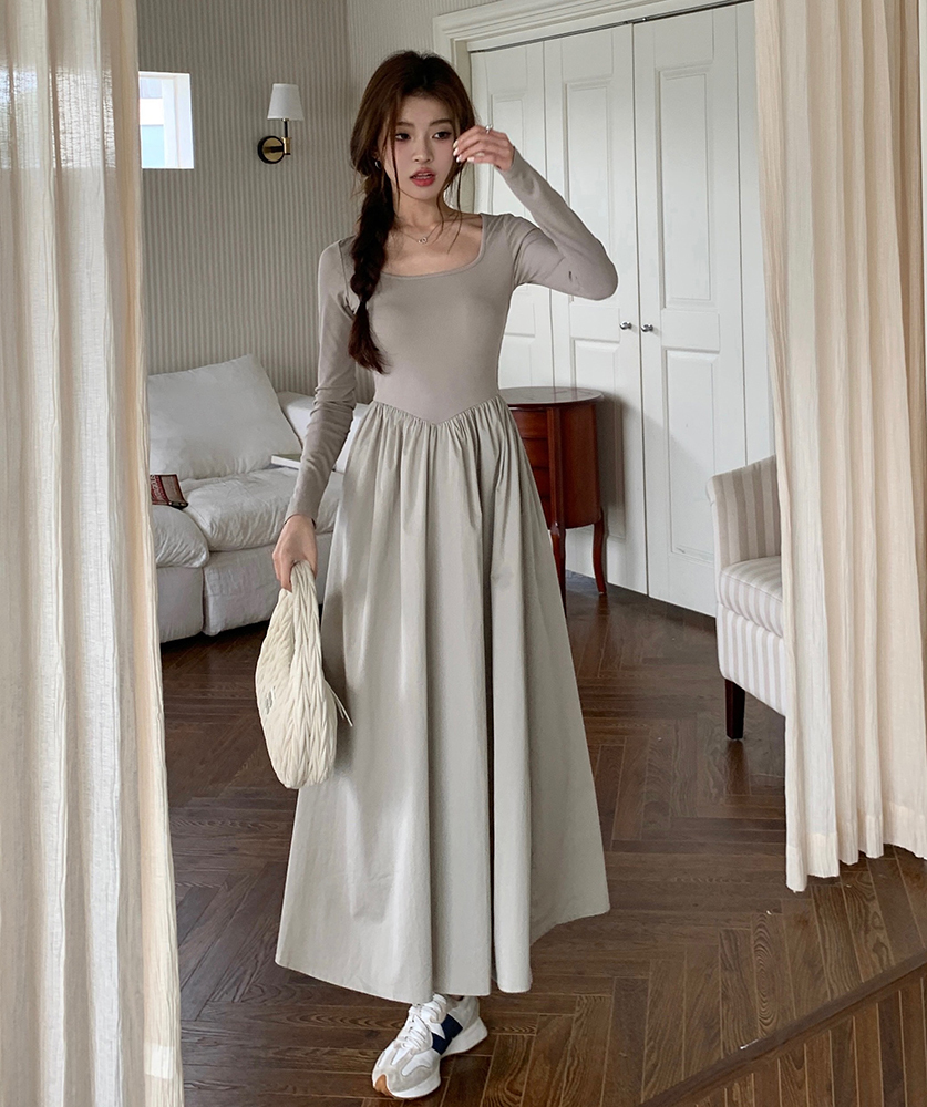 Fiona Long Sleeve Knitted Dress 方领长袖针织连衣裙*2 Colors 