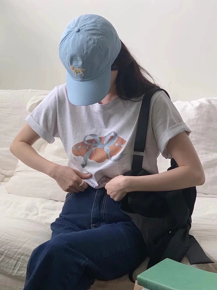 Ribbon Croissant Tee 蝴蝶结可颂T恤*2Colors