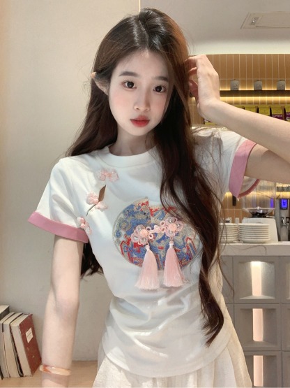 Dual Tassel Cropped T-Shirt 双流苏短款T恤