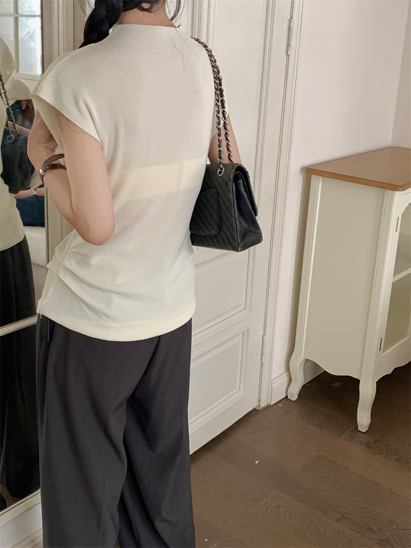 Semi-Turtleneck Pleated Knit Top 半高领褶皱设计针织上衣*5Colors