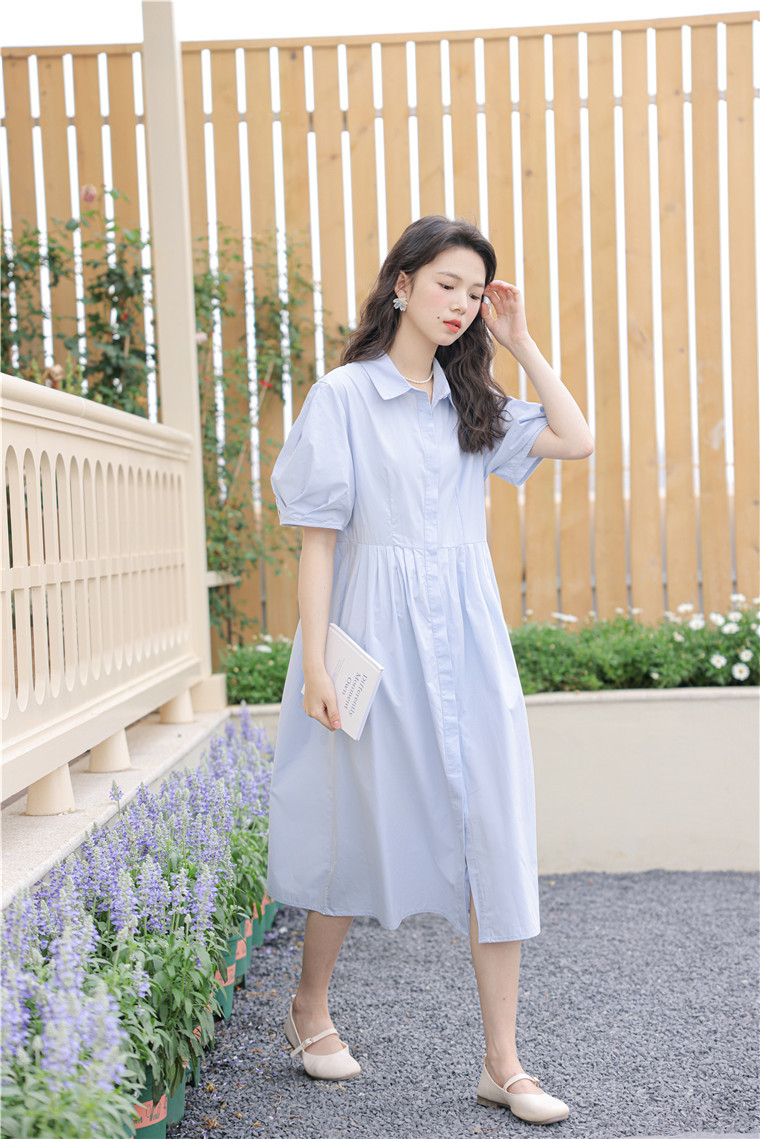 Polo Buttoned Dress with Knit Shawl 排扣连衣裙+针织披肩 *2 Colors