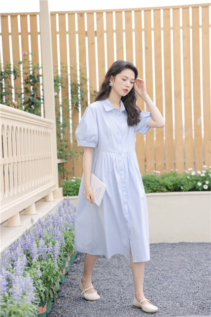 Polo Buttoned Dress with Knit Shawl 排扣连衣裙+针织披肩 *2 Colors