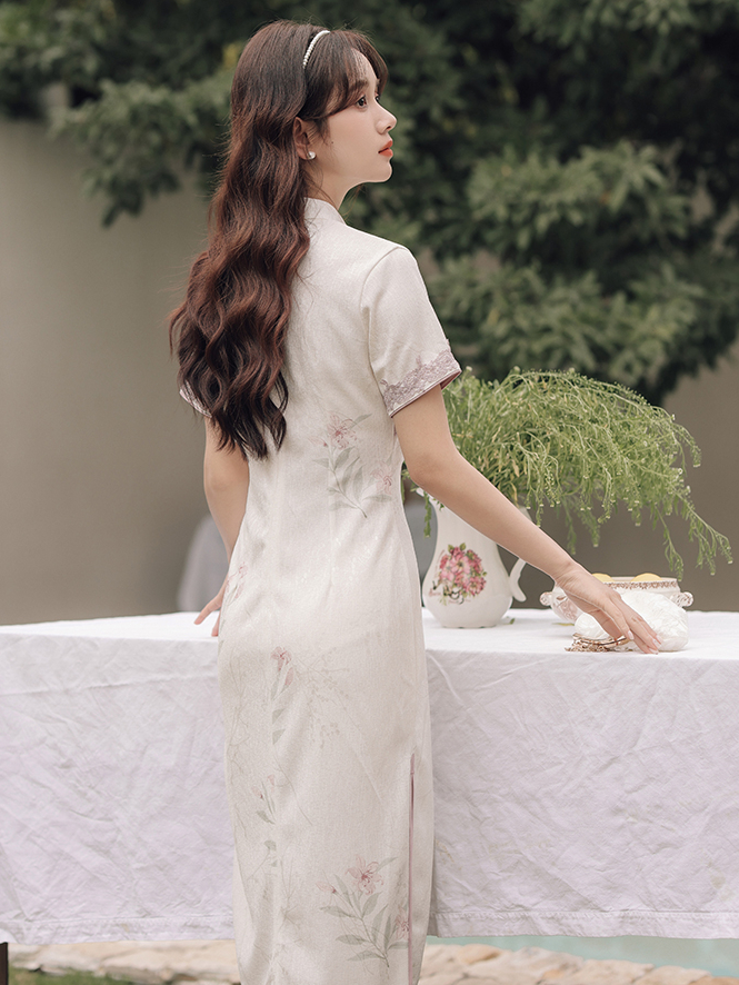 Purple Lace Lady Style Short Sleeve Robe Spring 2024 New Elegant Improved Young 40