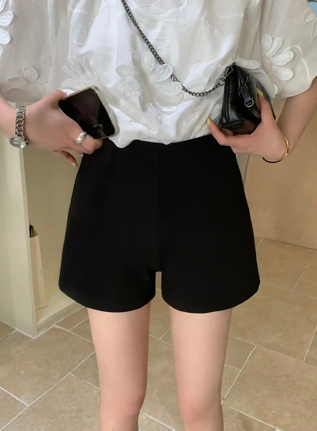 EVERYDAY High-Waist Stretch Shorts 360高弹无压! 人手一条高腰舒适黑休闲短裤