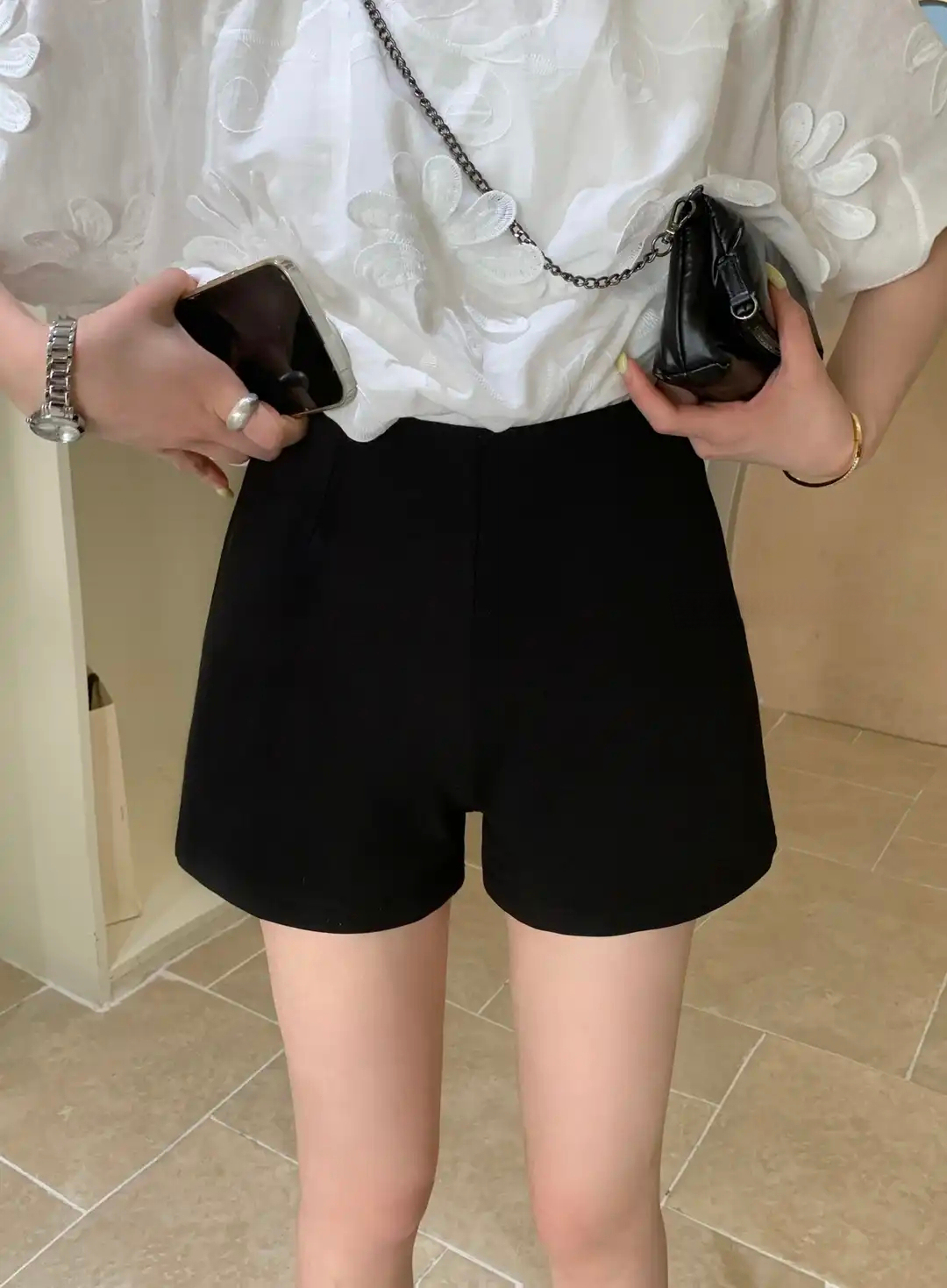EVERYDAY High-Waist Stretch Shorts 360高弹无压! 人手一条高腰舒适黑休闲短裤