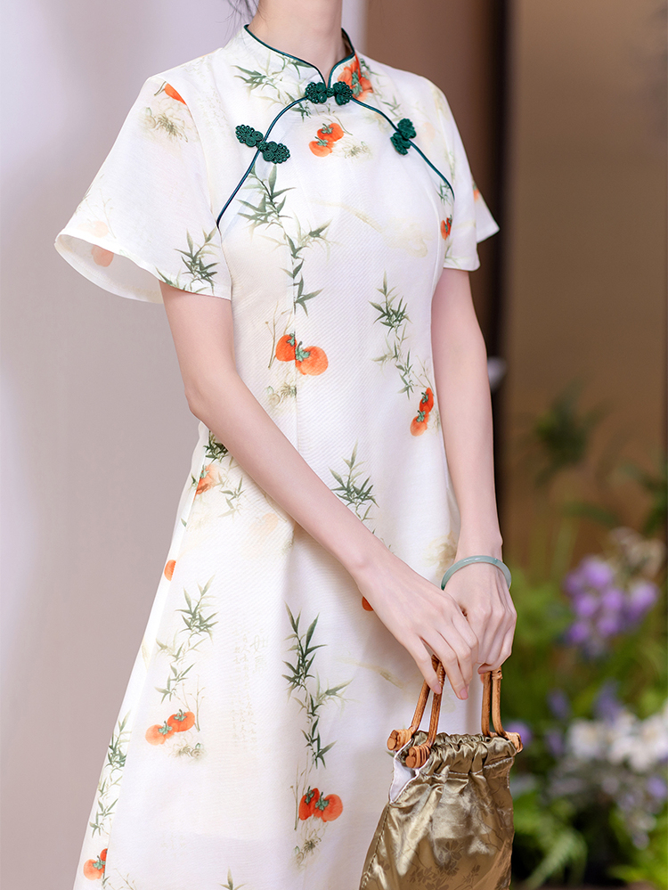 Real Shot New Model College Entrance Exam Cheongsam National Style Improved Printed Dress