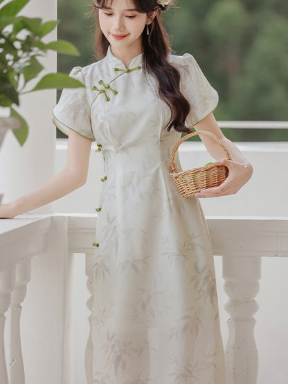 Bright Moon Bamboo New Chinese Improved Cheongsam Dress Women's Summer 2024 New Temperament Dress 50