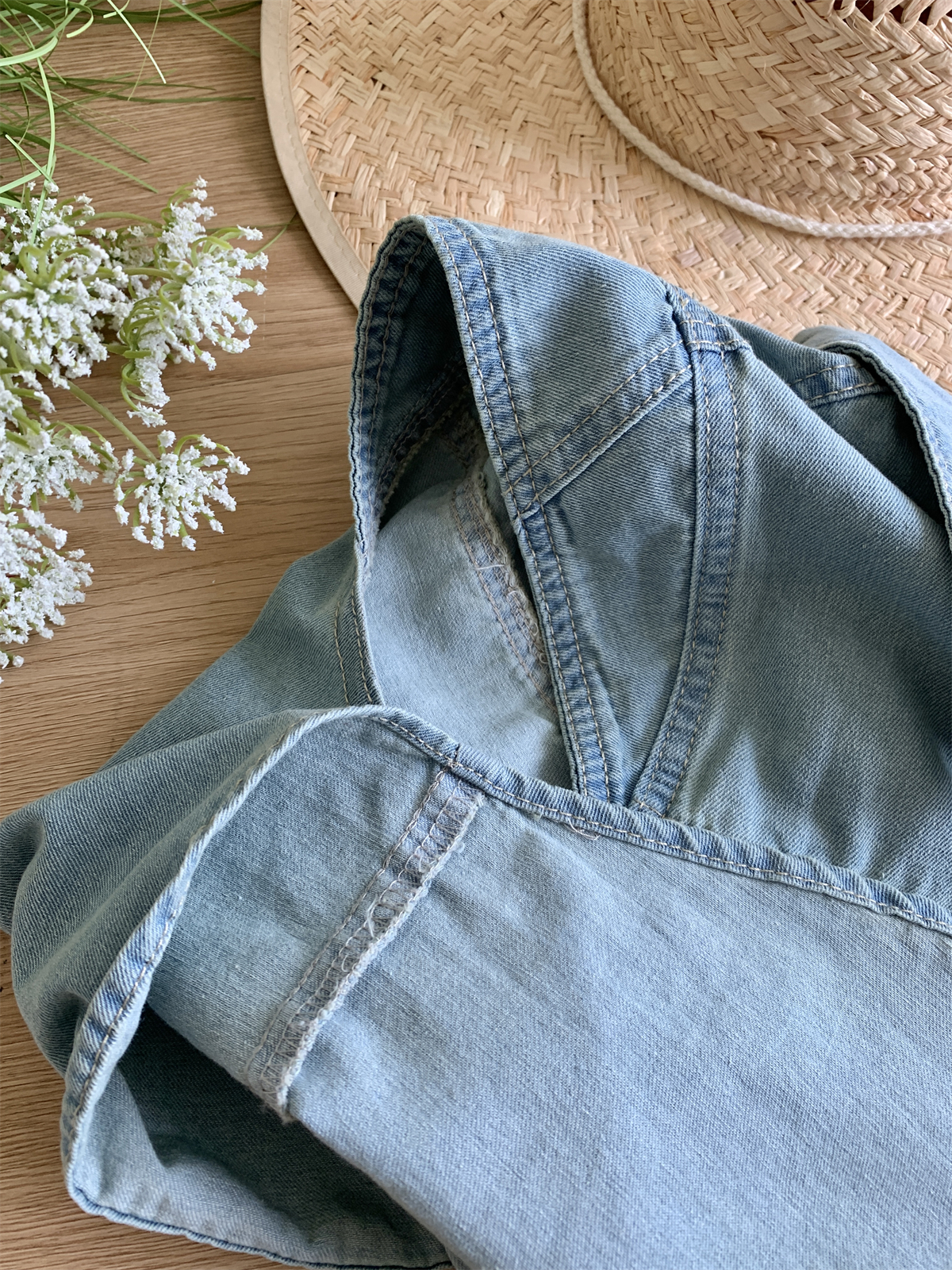 Retro Denim Blouse with Slip Dress复古牛仔衬衫吊带连衣裙两件套