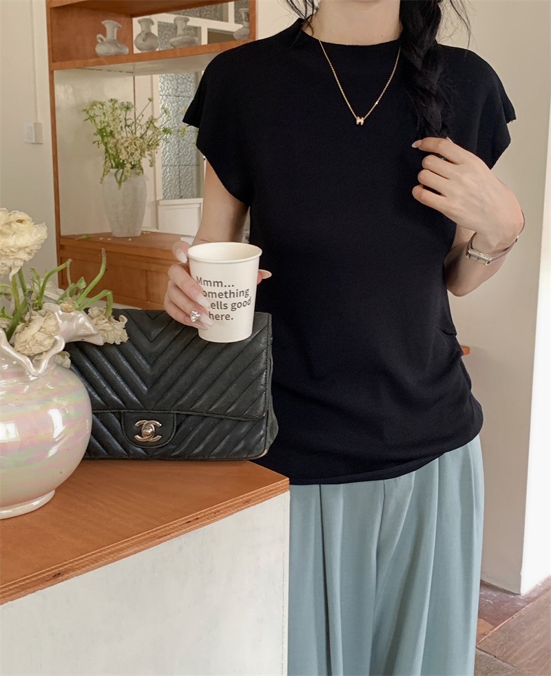 Semi-Turtleneck Pleated Knit Top 半高领褶皱设计针织上衣*5Colors