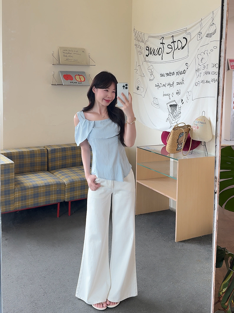 RINA Ruffle Off-Shoulder Tee 荷叶边露肩上衣*4 Colors