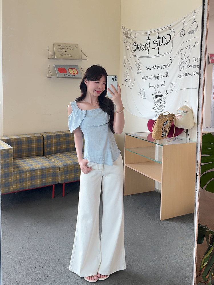 RINA Ruffle Off-Shoulder Tee 荷叶边露肩上衣*4 Colors