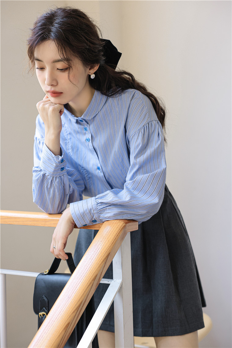 Old-school Color Block Striped Shirt 复古撞色纹长袖衬衫