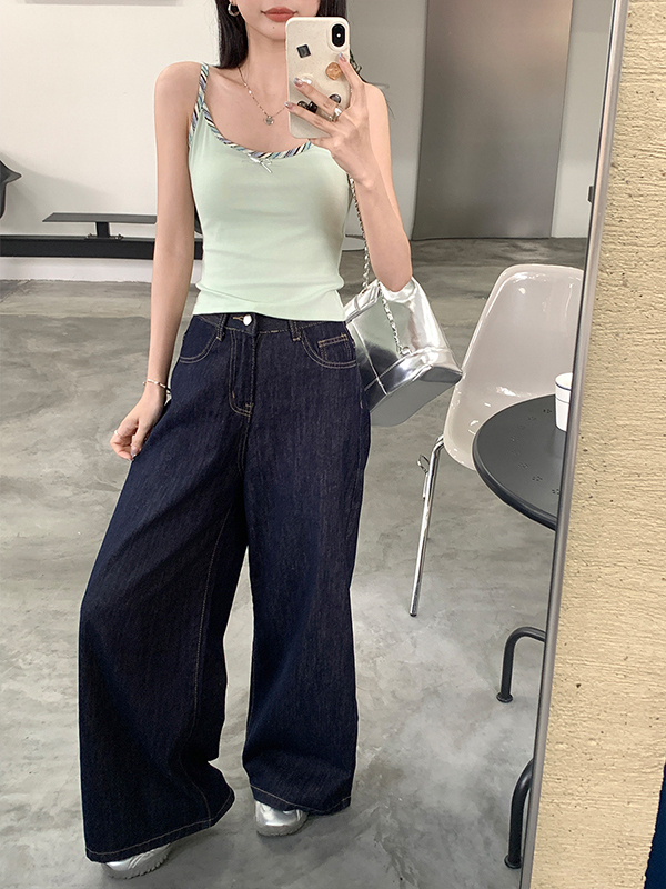 Dopamine Mint Green Top 薄荷绿拼接吊带背心