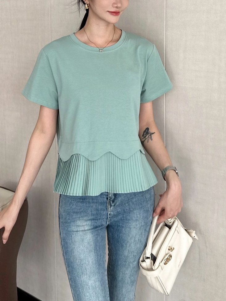 Ruffle Trim Pleated Top 木耳边百褶上衣*4 Colors