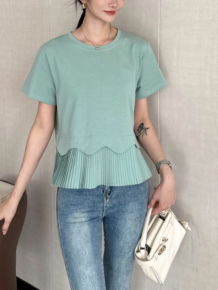 Ruffle Trim Pleated Top 木耳边百褶上衣*4 Colors