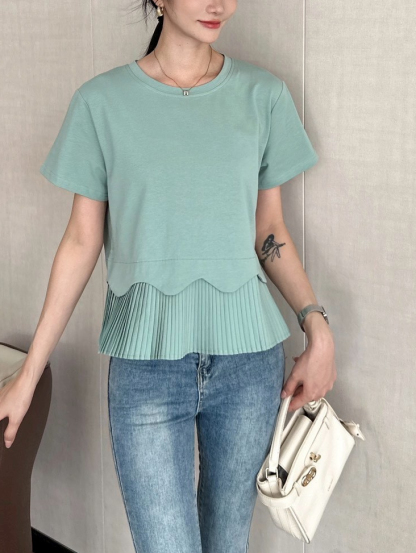 Ruffle Trim Pleated Top 木耳边百褶上衣*4 Colors