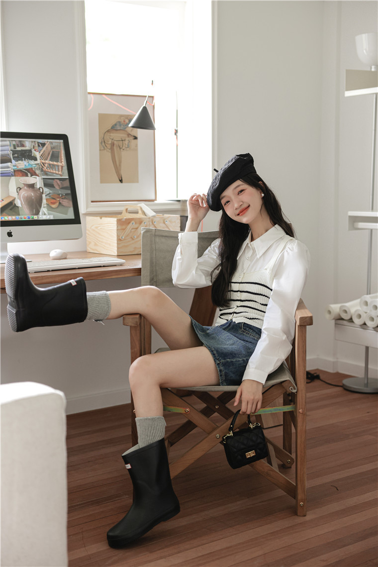 Stripes Knitted Vest Fake Two-Piece Top学院风~条纹针织背心假两件上衣* 2 Colors