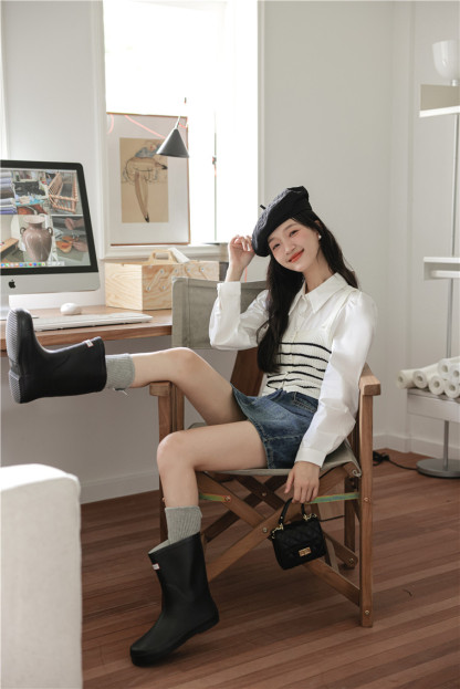 Stripes Knitted Vest Fake Two-Piece Top学院风~条纹针织背心假两件上衣* 2 Colors