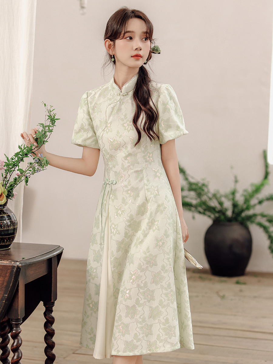 2024 Spring and Summer New Elegant Improved National Style Dress New Chinese Style Girl's Casual Cheongsam Dress 40