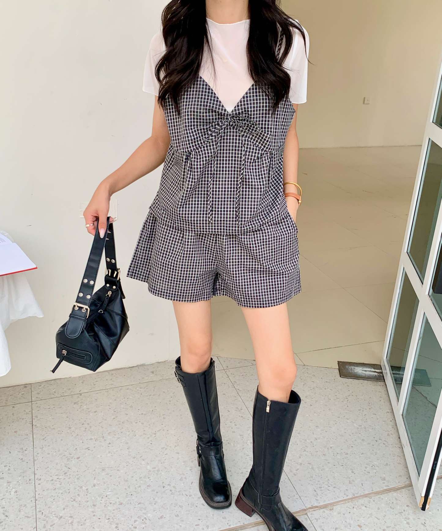 Chic Plaid Co-ord Set 格子吊带上衣短裤两件套*2 Colors