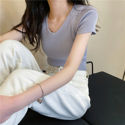 Soft Knit V-Neck Top 针织V领上衣*5 Colors