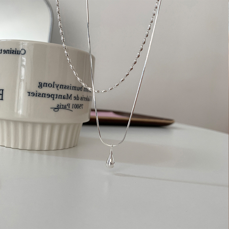 Two-Layer Bean Metal Necklace 小众双层豆子金属项链 