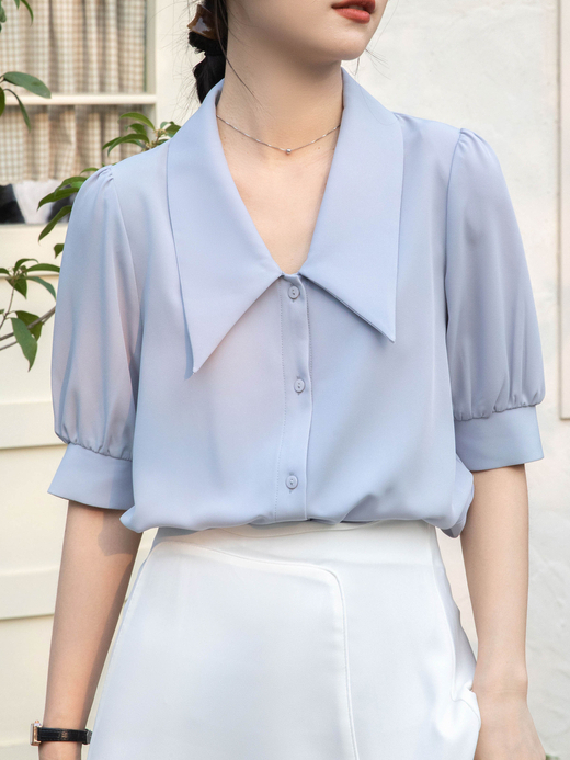 Real Shot 2024 Summer New White Shirt High-Grade Temperament Top Design Sense Niche Chic Long Sleeve Shirt for Women