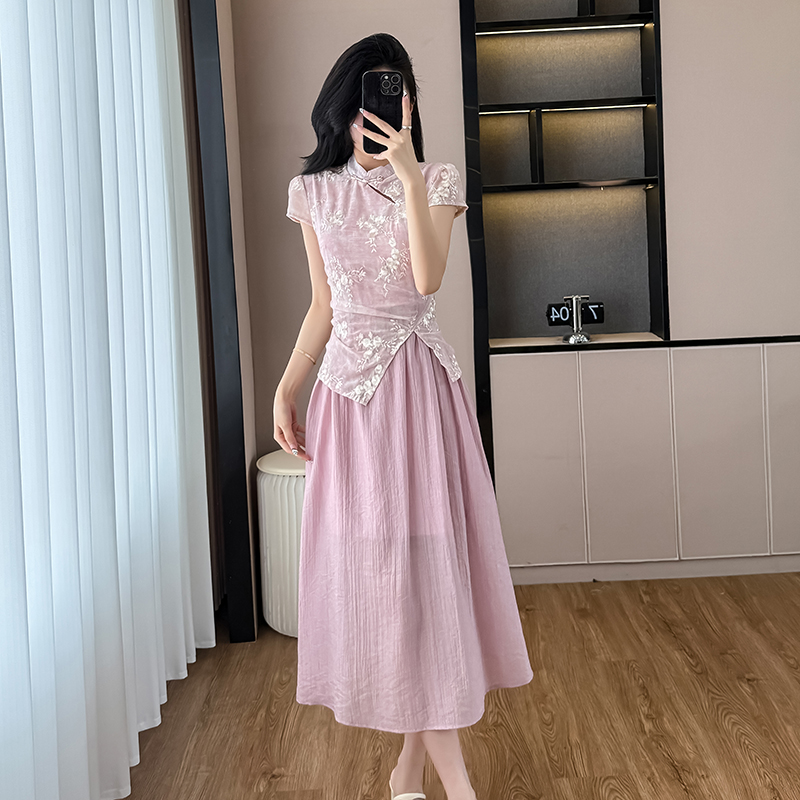 Floral Embroidery Layered Dress 小花刺绣假两件连衣裙*2 Colors