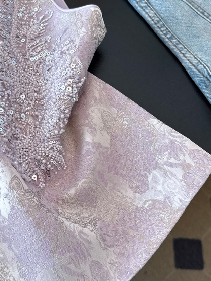 Sequin Embroidered Jacquard Vest 羽毛重工亮片刺绣提花马甲#1111 * 2 Colors